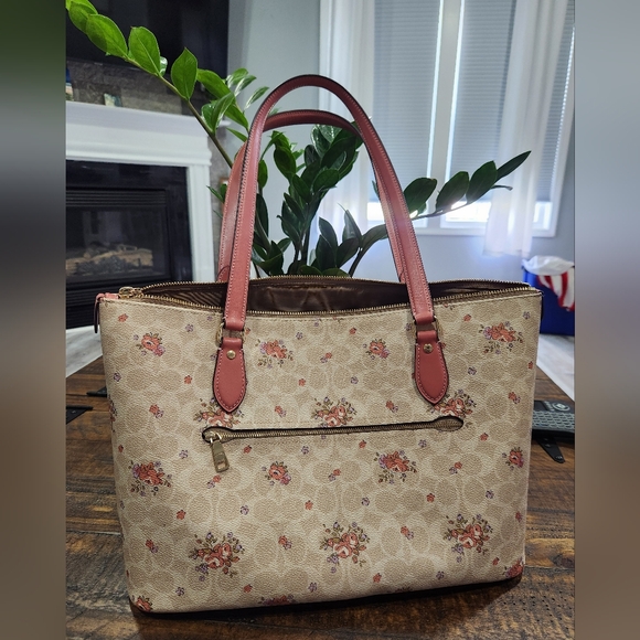 Coach Beige Tote with Floral Design - Picture 2 of 4